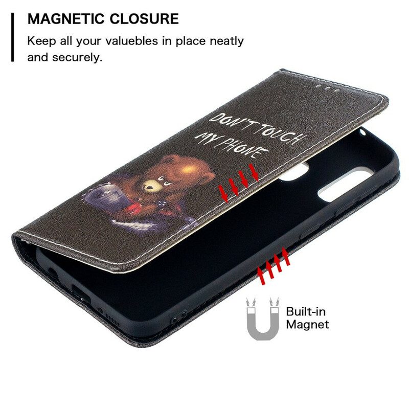 Folio Cover Samsung Galaxy A20e Custodia in pelle Orso Pericoloso