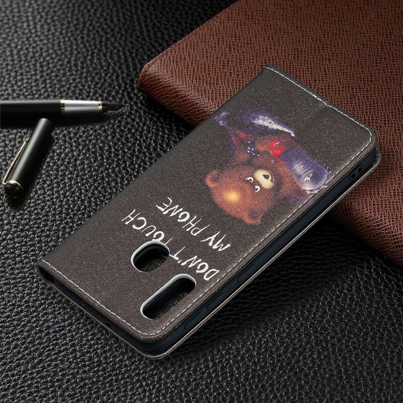 Folio Cover Samsung Galaxy A20e Custodia in pelle Orso Pericoloso