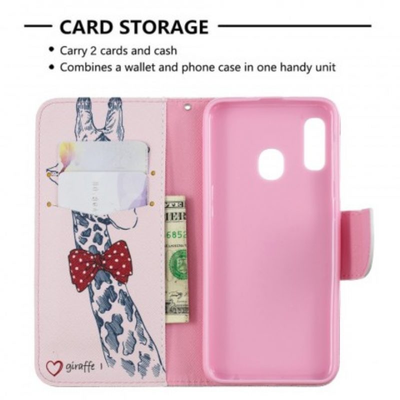 Folio Cover Samsung Galaxy A20e Giraffa Intelligente
