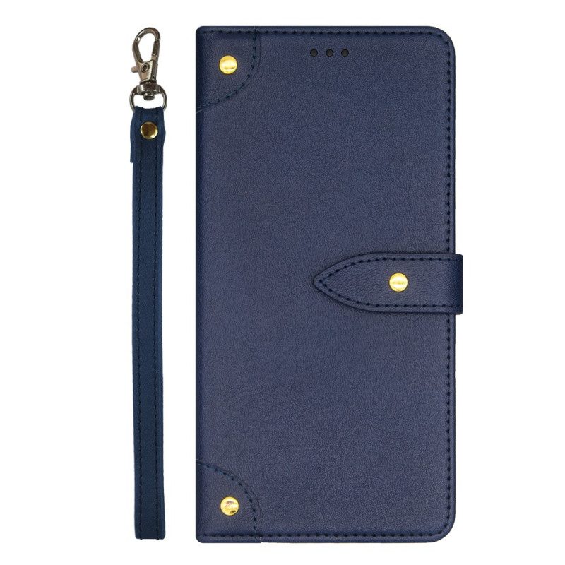 Custodia A Portafoglio Xiaomi Redmi Note 12 Pro Plus Rivetti E Cinturino Idewei