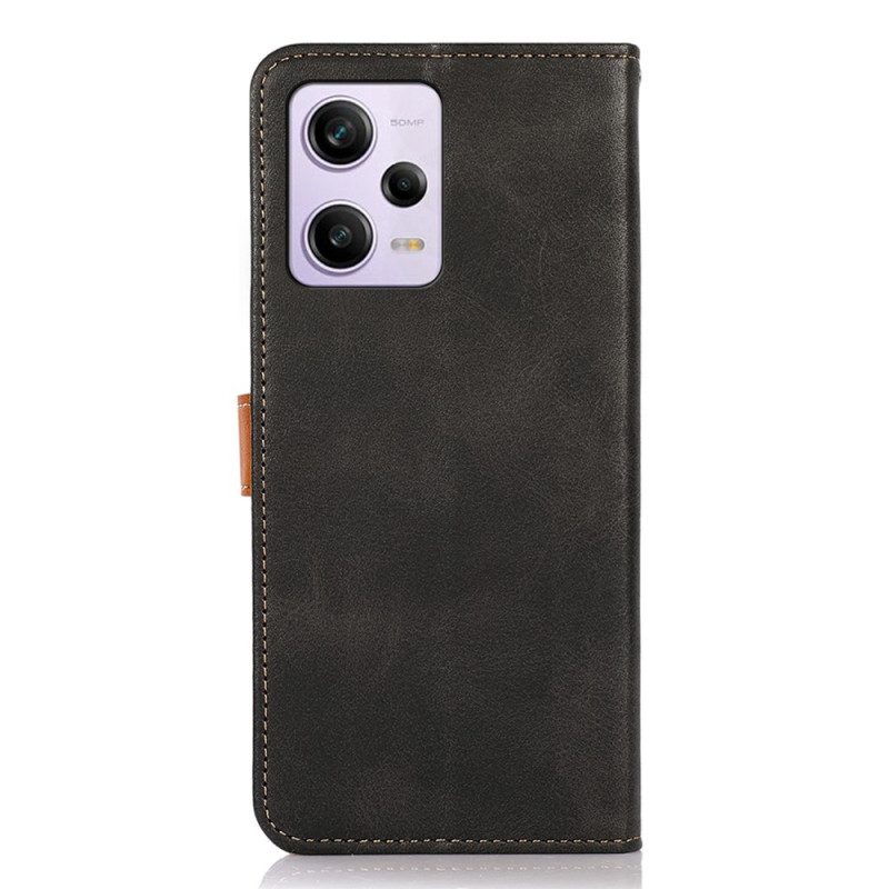 Custodia in pelle Xiaomi Redmi Note 12 Pro Plus Chiusura Dorata Bicolore Khazneh