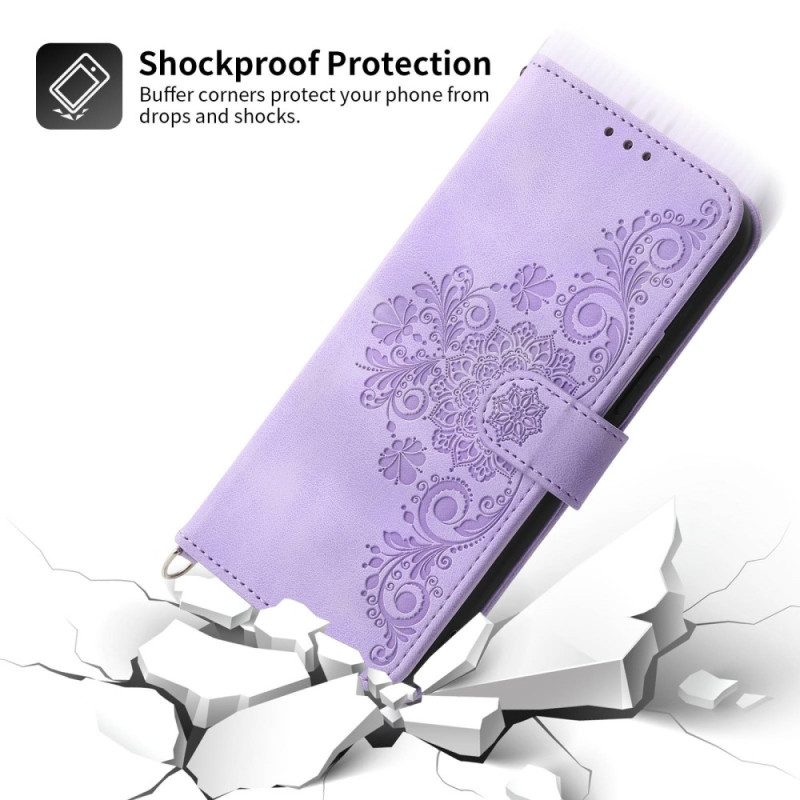 Custodia in pelle Xiaomi Redmi Note 12 Pro Plus Mandala Con Cordino E Tracolla