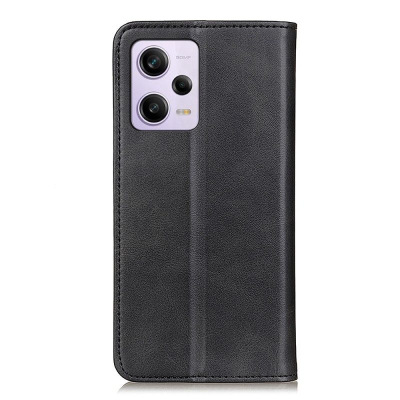 Folio Cover Xiaomi Redmi Note 12 Pro Plus Custodia in pelle Crosta Di Cuoio Classica