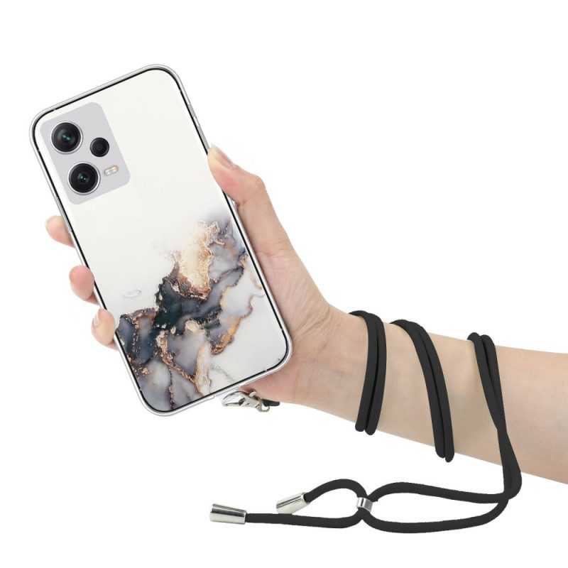 Cover Poco X5 Pro 5G Con Cordone Di Marmo