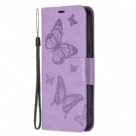 Custodia in pelle Poco X5 Pro 5G Farfalle Stampate Strappy