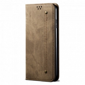 Folio Cover Xiaomi Mi Note 10 Lite Custodia in pelle Tessuto Denim