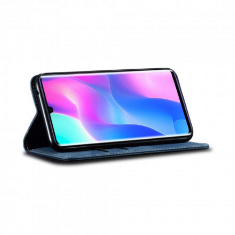 Folio Cover Xiaomi Mi Note 10 Lite Custodia in pelle Tessuto Denim