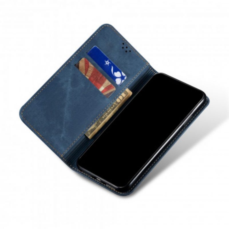 Folio Cover Xiaomi Mi Note 10 Lite Custodia in pelle Tessuto Denim