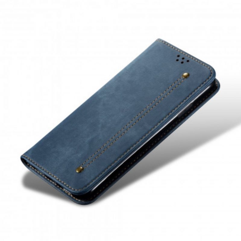 Folio Cover Xiaomi Mi Note 10 Lite Custodia in pelle Tessuto Denim