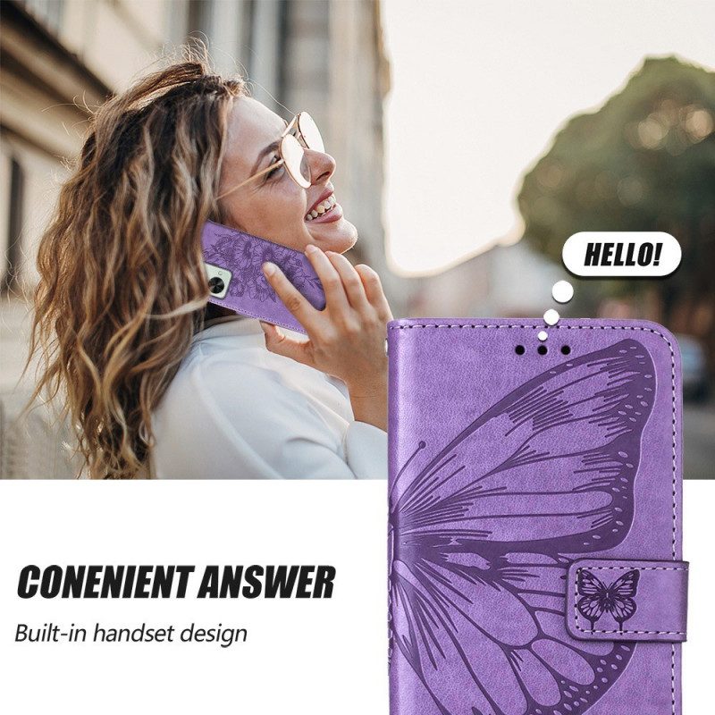 Custodia in pelle OnePlus Nord 2T 5G Farfalla Artistica Con Cinturino