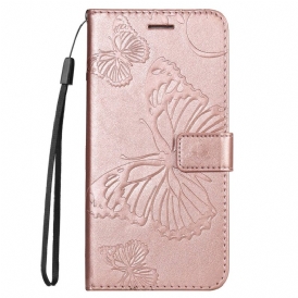 Custodia in pelle OnePlus Nord 2T 5G Farfalle Con Portacarte Con Cordino