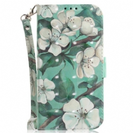 Custodia in pelle OnePlus Nord 2T 5G Fiori Bianchi Strappy