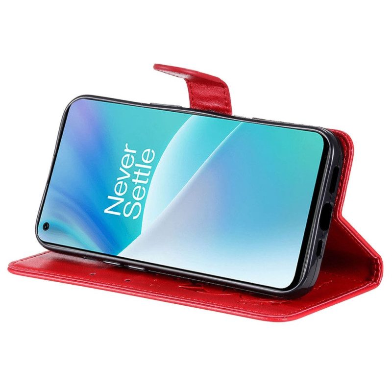 Custodia in pelle OnePlus Nord 2T 5G Gatto E Ape Con Portacarte Con Cordino