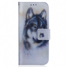 Custodia in pelle OnePlus Nord 2T 5G Lupo Dell'acquerello Strappy