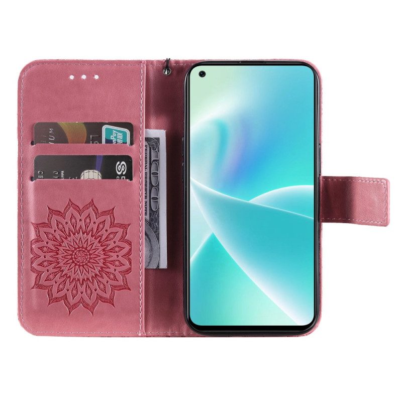 Custodia in pelle OnePlus Nord 2T 5G Mandala Con Portacarte A Tracolla