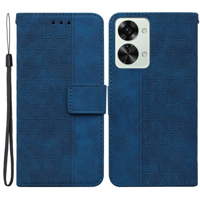Custodia in pelle OnePlus Nord 2T 5G Motivi Geometrici Strappy