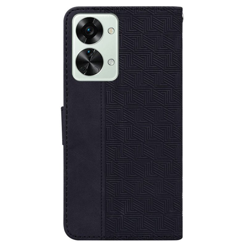 Custodia in pelle OnePlus Nord 2T 5G Motivi Geometrici Strappy