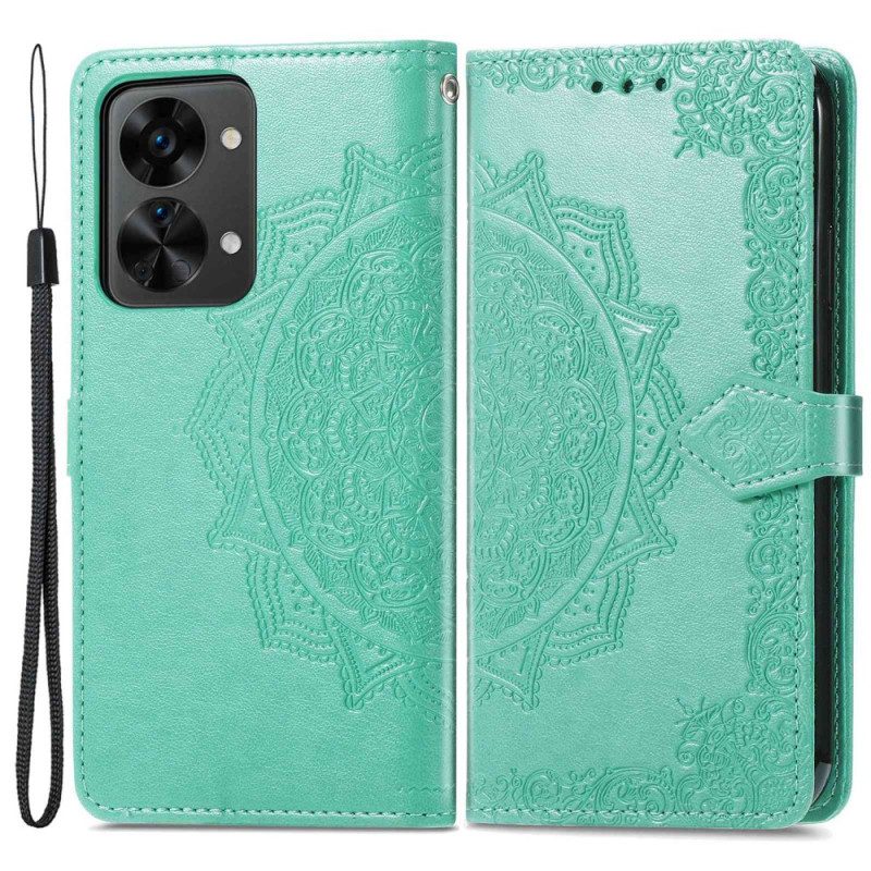Custodia in pelle OnePlus Nord 2T 5G Portacarte Con Cinturino Mandala