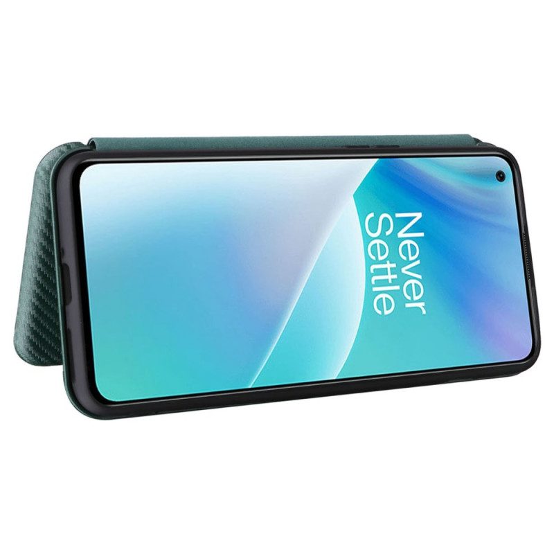 Folio Cover OnePlus Nord 2T 5G Custodia in pelle Anello In Fibra Di Carbonio