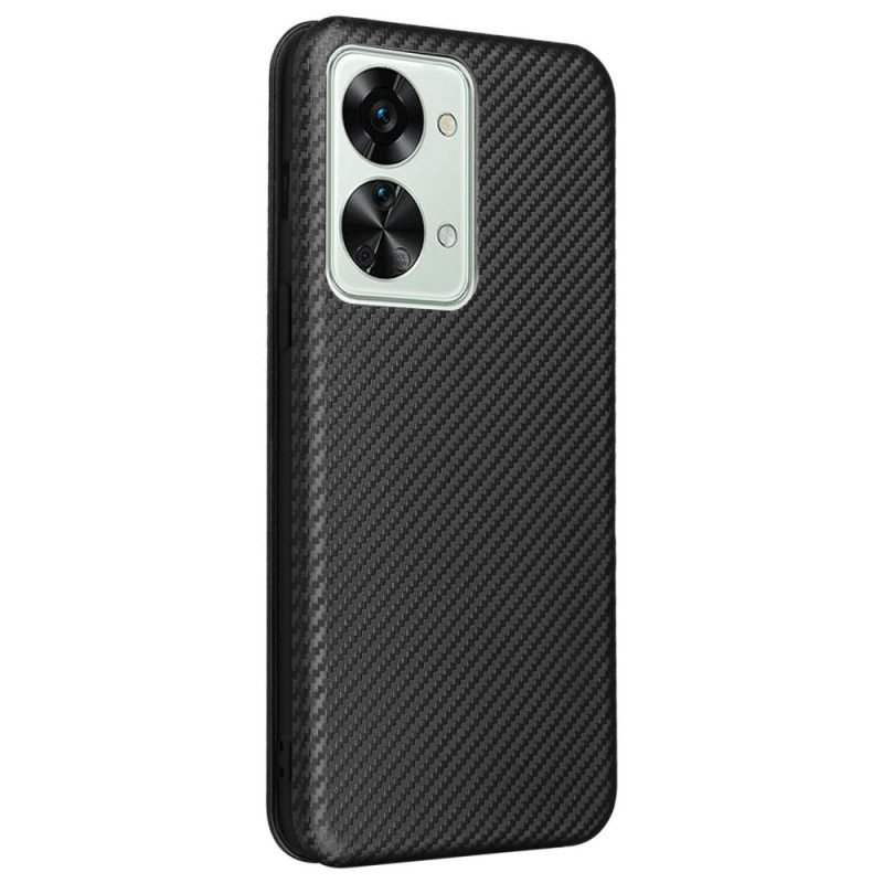 Folio Cover OnePlus Nord 2T 5G Custodia in pelle Anello In Fibra Di Carbonio