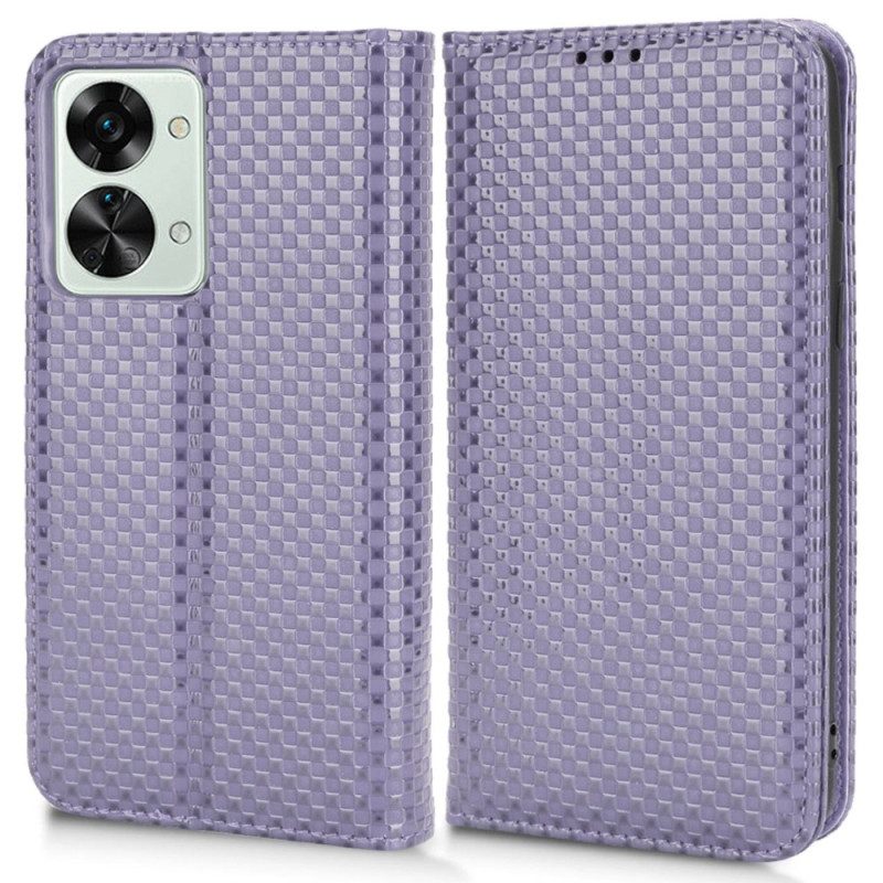 Folio Cover OnePlus Nord 2T 5G Custodia in pelle Trama Di Griglia