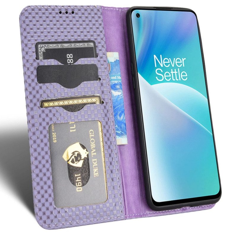 Folio Cover OnePlus Nord 2T 5G Custodia in pelle Trama Di Griglia