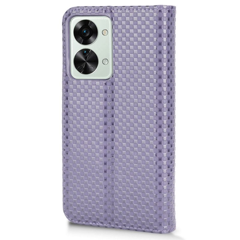 Folio Cover OnePlus Nord 2T 5G Custodia in pelle Trama Di Griglia
