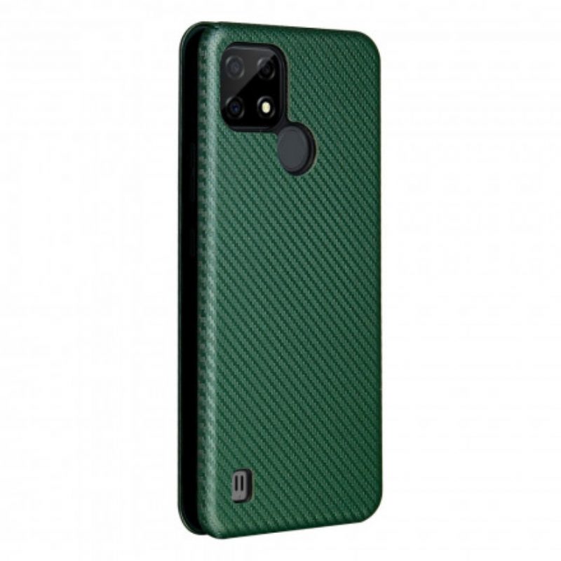 Folio Cover Realme C21 Custodia in pelle Fibra Di Carbonio