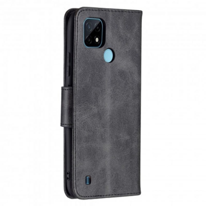 Folio Cover Realme C21 Custodia in pelle Lembo Liscio Obliquo