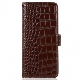 Custodia in pelle OnePlus Nord CE 2 Lite 5G Vera Pelle Stile Coccodrillo Rfid