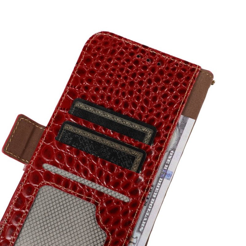 Custodia in pelle OnePlus Nord CE 2 Lite 5G Vera Pelle Stile Coccodrillo Rfid