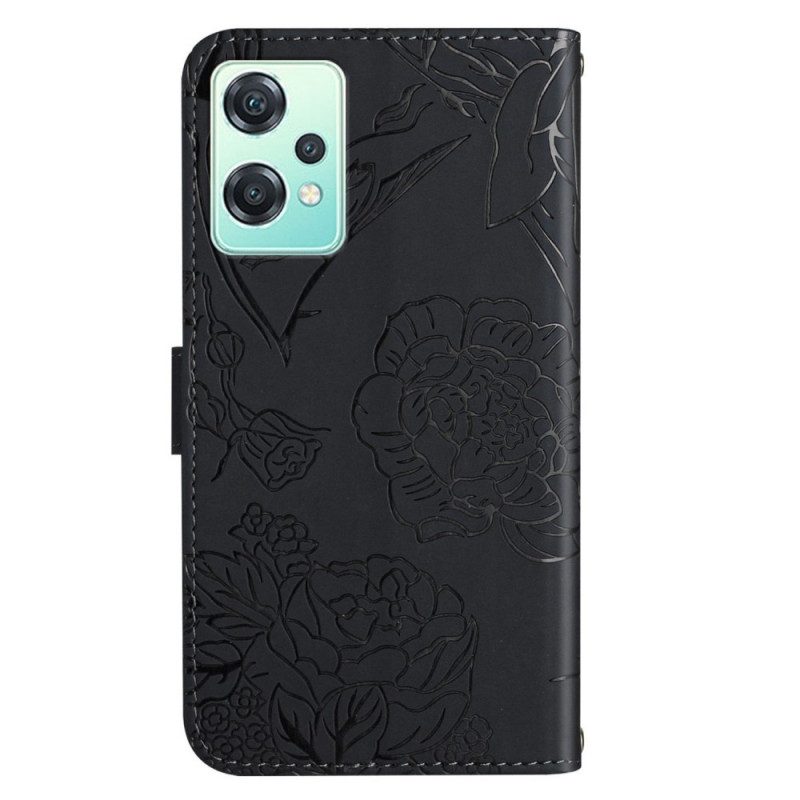 Folio Cover OnePlus Nord CE 2 Lite 5G Farfalle E Tracolla