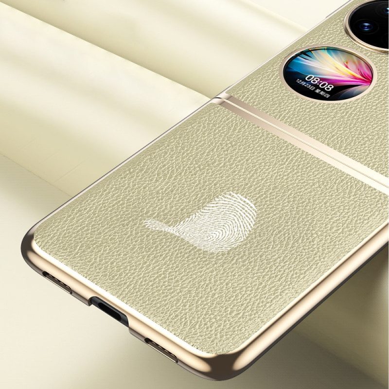 Cover Huawei P50 Pocket Bordi In Stile Metallo In Ecopelle