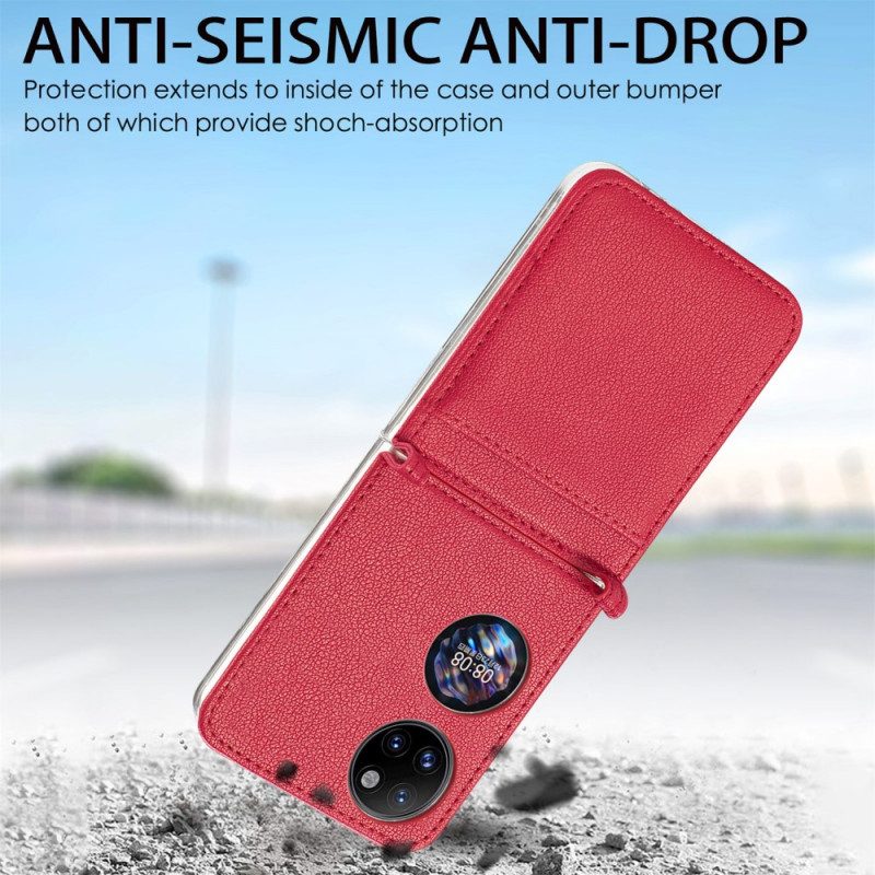 Cover Huawei P50 Pocket Portacarte In Pelle Texture