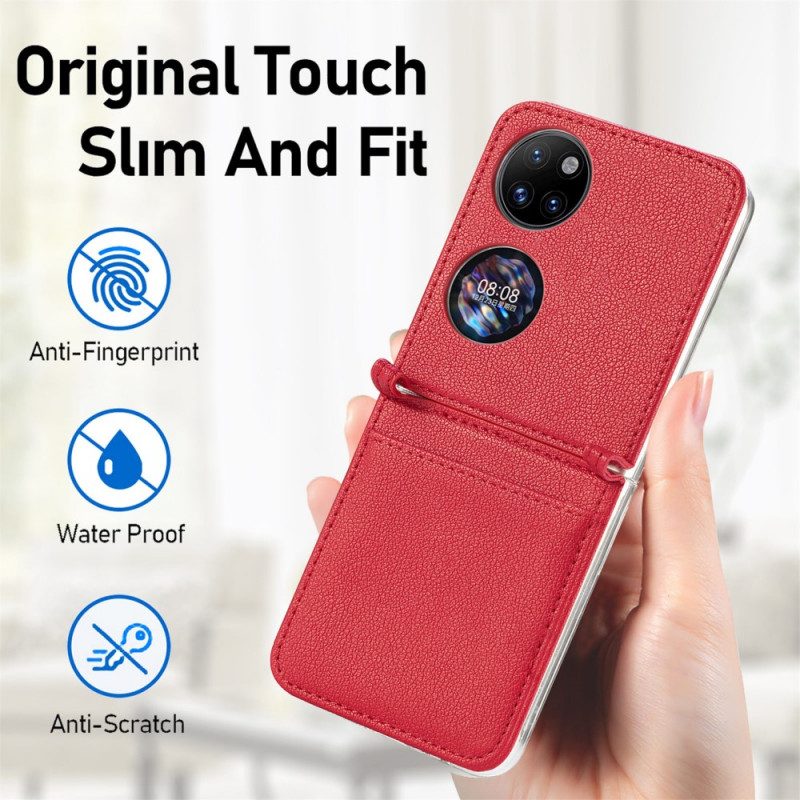 Cover Huawei P50 Pocket Portacarte In Pelle Texture