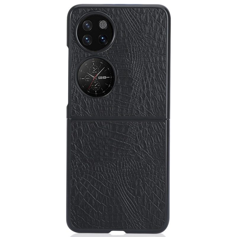Cover Huawei P50 Pocket Struttura Della Pelle Di Coccodrillo