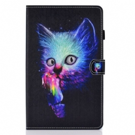 Custodia A Portafoglio Samsung Galaxy Tab S6 Lite Gatto Psicopatico