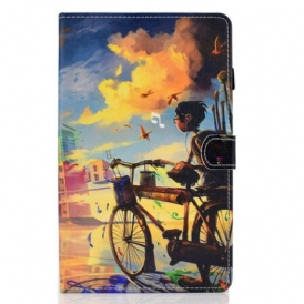 Custodia in pelle Samsung Galaxy Tab S6 Lite Bicicletta Arte