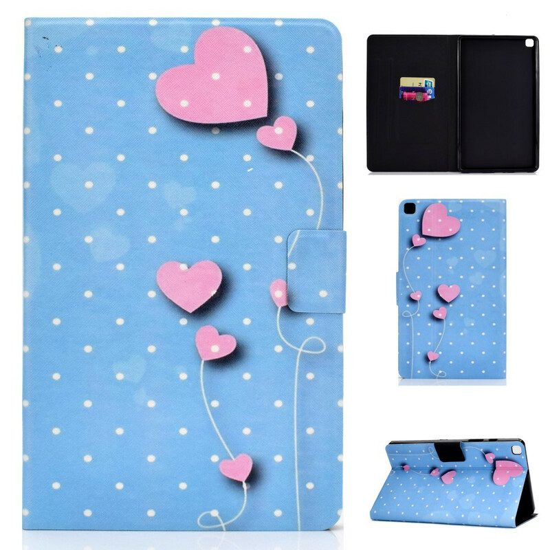 Custodia in pelle Samsung Galaxy Tab S6 Lite Palloncini Cuore