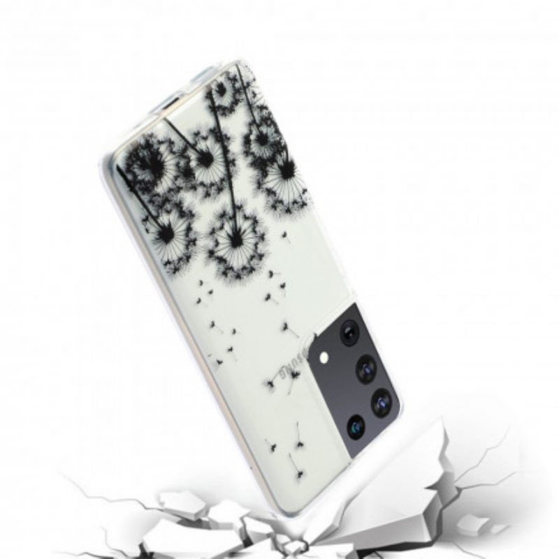 Cover Samsung Galaxy S21 Ultra 5G Denti Di Leone Neri Senza Cuciture