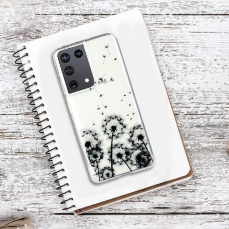 Cover Samsung Galaxy S21 Ultra 5G Denti Di Leone Neri Senza Cuciture