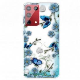Cover Samsung Galaxy S21 Ultra 5G Farfalle E Fiori Retrò