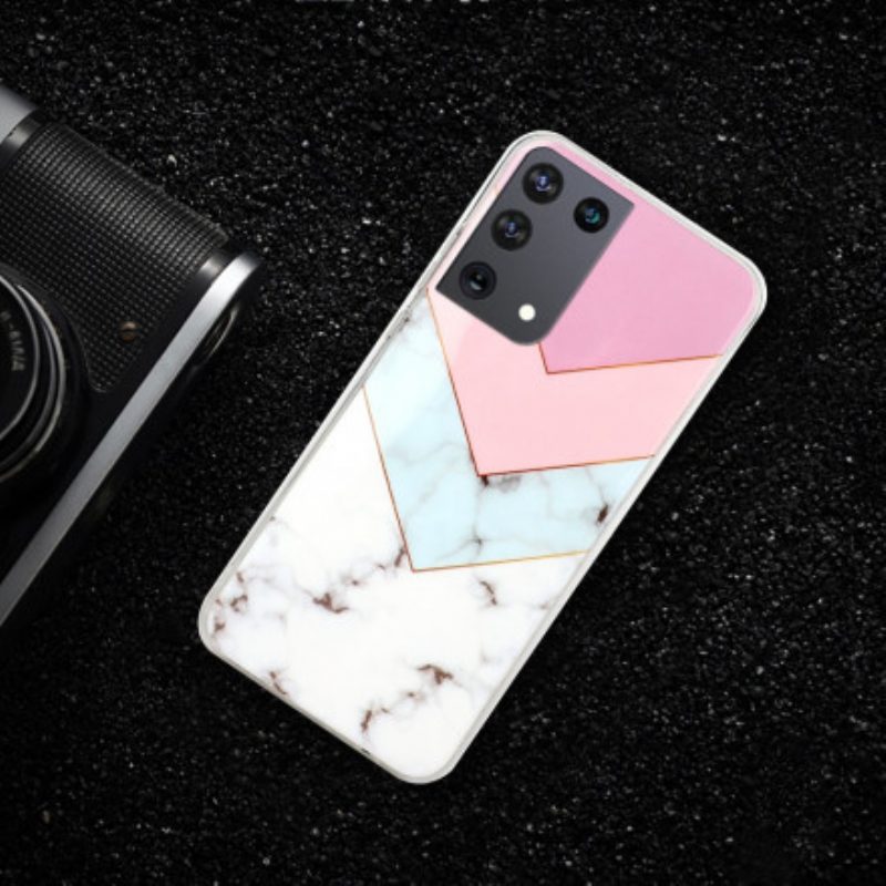 Cover Samsung Galaxy S21 Ultra 5G Marmo Glamour Colorato