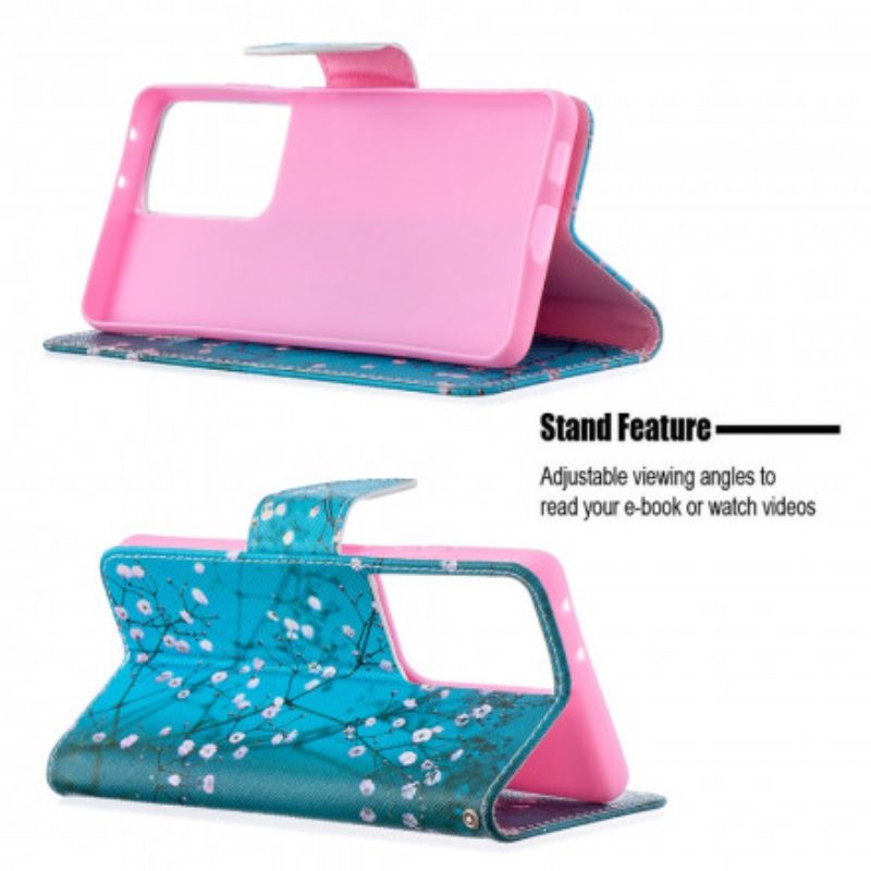 Custodia in pelle Samsung Galaxy S21 Ultra 5G Albero In Fiore