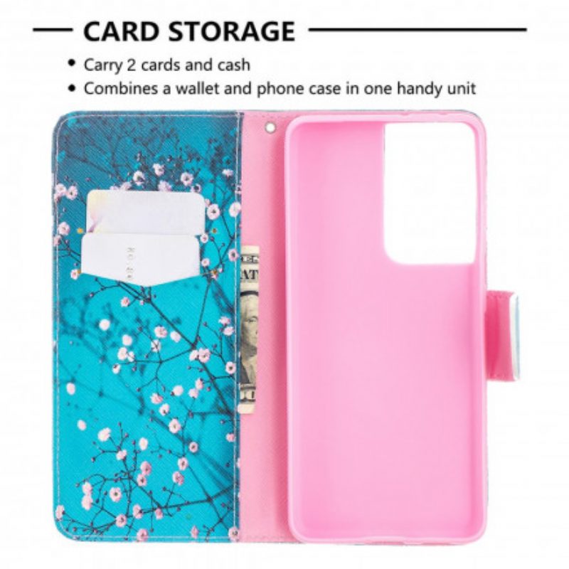 Custodia in pelle Samsung Galaxy S21 Ultra 5G Albero In Fiore