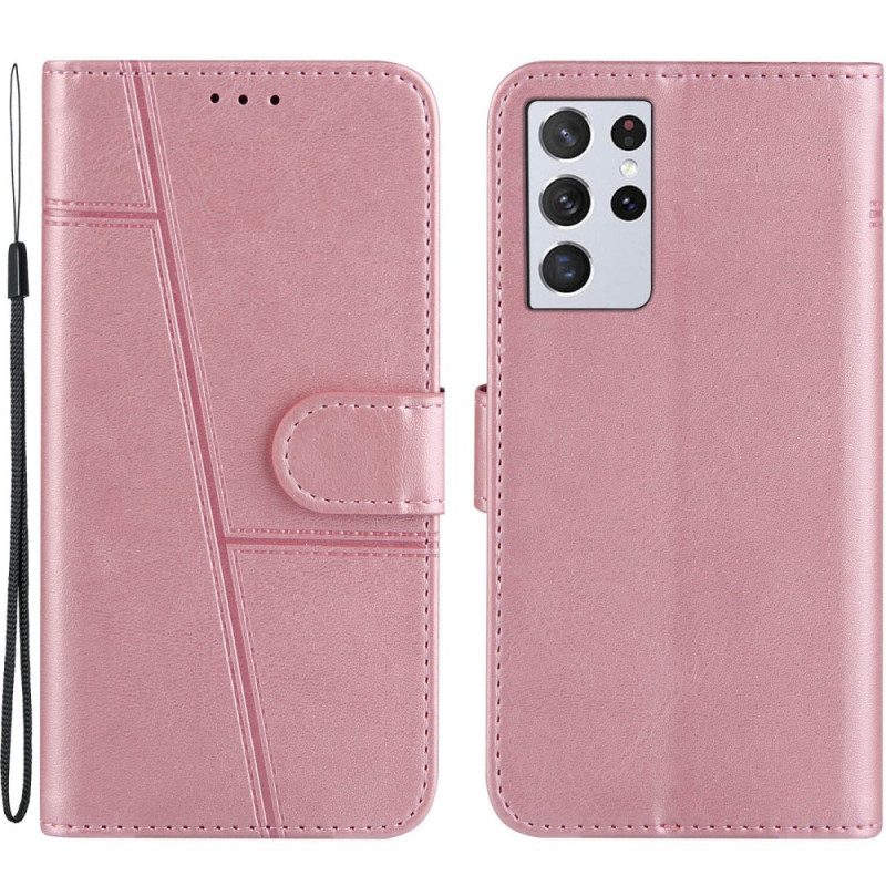 Custodia in pelle Samsung Galaxy S21 Ultra 5G Cinturino Effetto Pelle Geo