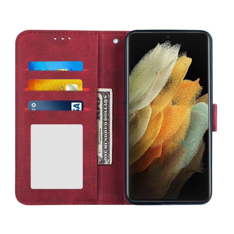 Custodia in pelle Samsung Galaxy S21 Ultra 5G Cinturino Effetto Pelle Geo