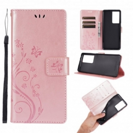Custodia in pelle Samsung Galaxy S21 Ultra 5G Farfalle Al Vento