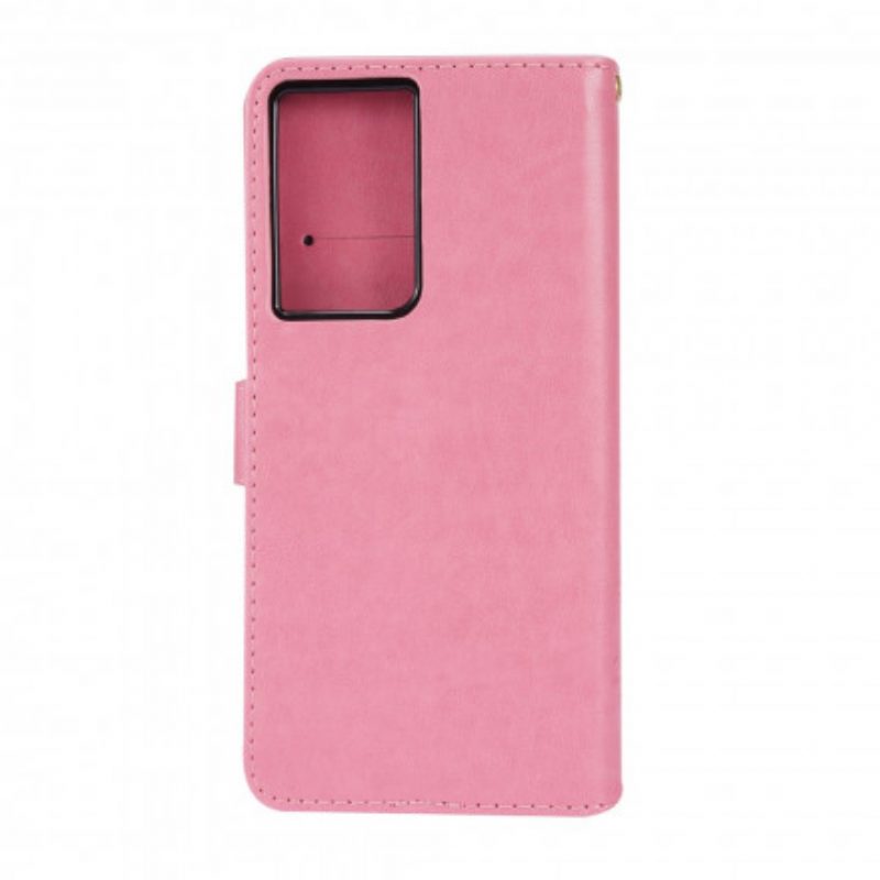 Custodia in pelle Samsung Galaxy S21 Ultra 5G Farfalle Al Vento