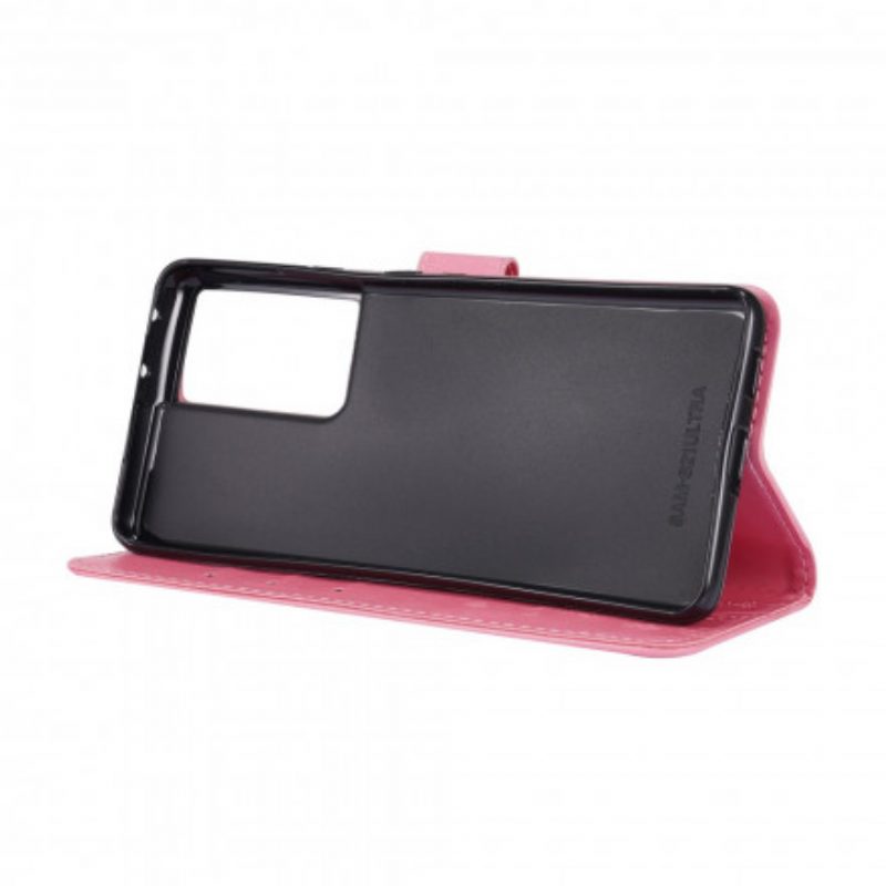 Custodia in pelle Samsung Galaxy S21 Ultra 5G Farfalle Al Vento
